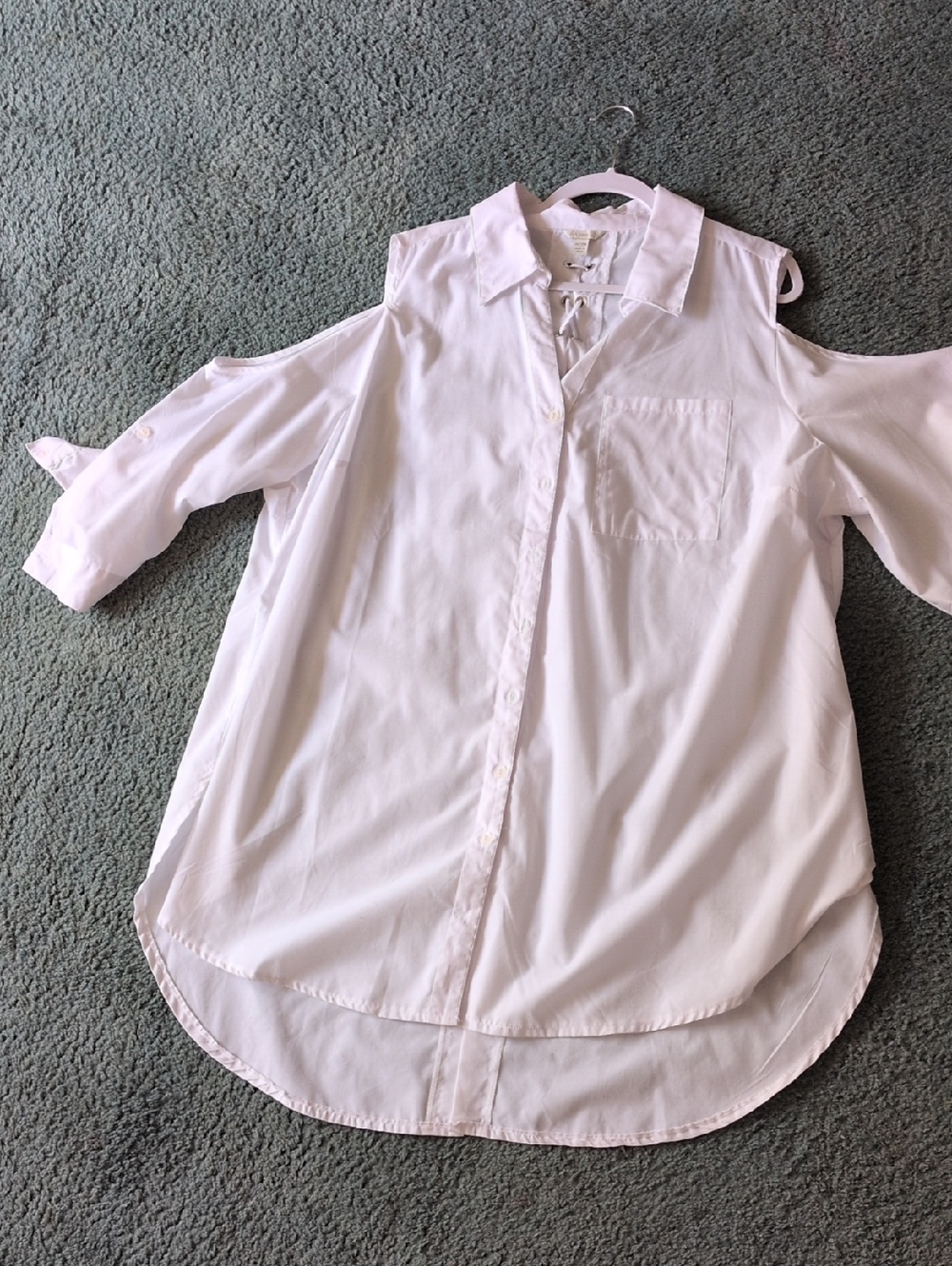 Women's Plus Size White Cold-Shoulder Button-Front Shirt Top